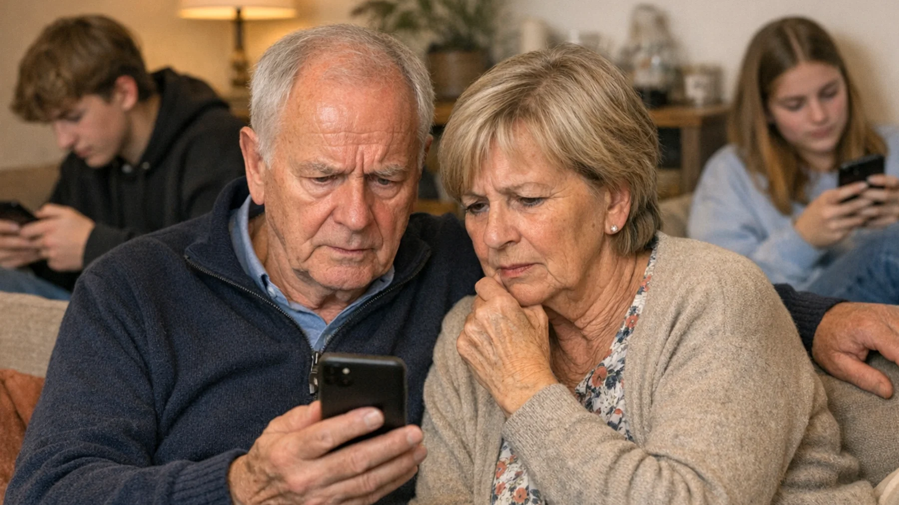 Die Großeltern beobachten mit wachsender Sorge, dass ihre Enkelkinder im Teenageralter soziale Netzwerke auf riskante und unkontrollierte Weise nutzen: Sie teilen persönliche Informationen mit Fremden, nehmen an gefährlichen Online-Challenges teil und pflegen anonyme Beziehungen ohne jegliche Aufsicht. Die Großeltern fühlen sich technologisch überfordert und wissen nicht, wie sie das Thema ansprechen sollen, ohne als altmodisch oder kontrollierend wahrgenommen zu werden."